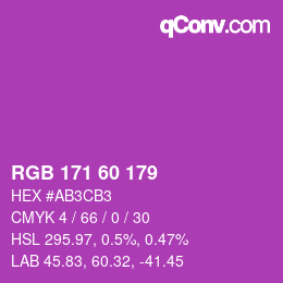 颜色代码: RGB 171 60 179 | qconv.com