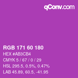 颜色代码: RGB 171 60 180 | qconv.com