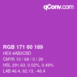 カラーコード: RGB 171 60 189 | qconv.com