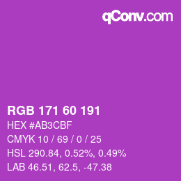 カラーコード: RGB 171 60 191 | qconv.com