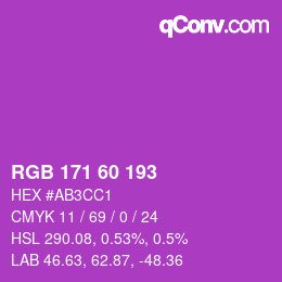 颜色代码: RGB 171 60 193 | qconv.com