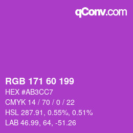 カラーコード: RGB 171 60 199 | qconv.com