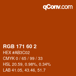 カラーコード: RGB 171 60 2 | qconv.com
