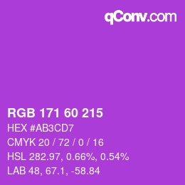 Color code: RGB 171 60 215 | qconv.com