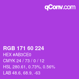 カラーコード: RGB 171 60 224 | qconv.com