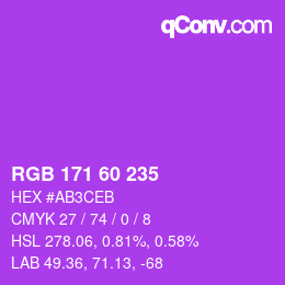 カラーコード: RGB 171 60 235 | qconv.com