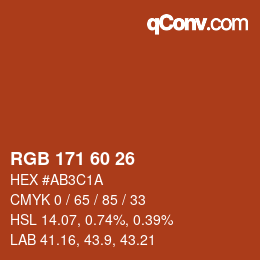 カラーコード: RGB 171 60 26 | qconv.com