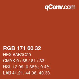 カラーコード: RGB 171 60 32 | qconv.com