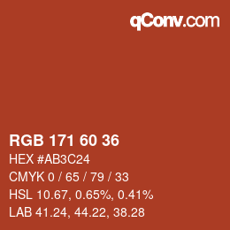 カラーコード: RGB 171 60 36 | qconv.com