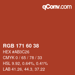 カラーコード: RGB 171 60 38 | qconv.com