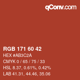 カラーコード: RGB 171 60 42 | qconv.com