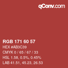 カラーコード: RGB 171 60 57 | qconv.com