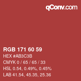 颜色代码: RGB 171 60 59 | qconv.com
