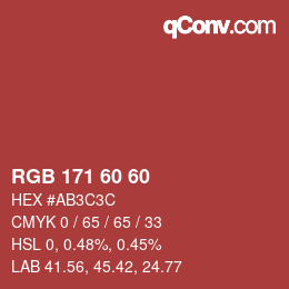 Color code: RGB 171 60 60 | qconv.com