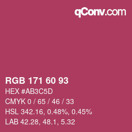 カラーコード: RGB 171 60 93 | qconv.com