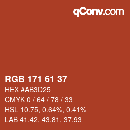カラーコード: RGB 171 61 37 | qconv.com
