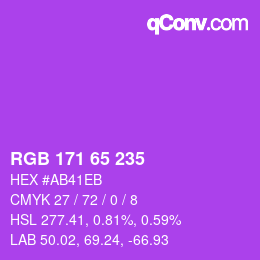 Color code: RGB 171 65 235 | qconv.com