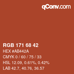 カラーコード: RGB 171 68 42 | qconv.com