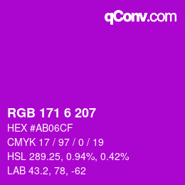 Color code: RGB 171 6 207 | qconv.com