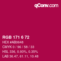Color code: RGB 171 6 72 | qconv.com