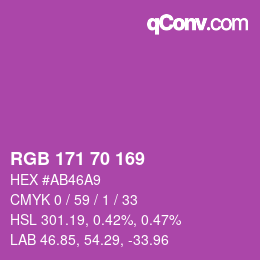 颜色代码: RGB 171 70 169 | qconv.com