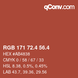 カラーコード: RGB 171 72.4 56.4 | qconv.com