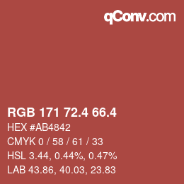 カラーコード: RGB 171 72.4 66.4 | qconv.com