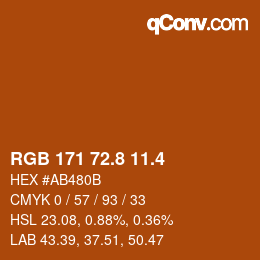 カラーコード: RGB 171 72.8 11.4 | qconv.com