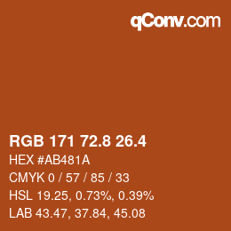 カラーコード: RGB 171 72.8 26.4 | qconv.com