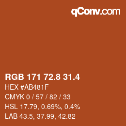 カラーコード: RGB 171 72.8 31.4 | qconv.com