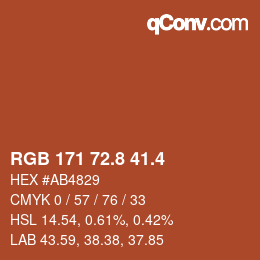 カラーコード: RGB 171 72.8 41.4 | qconv.com