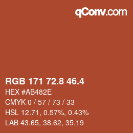 カラーコード: RGB 171 72.8 46.4 | qconv.com