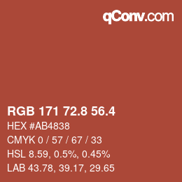 カラーコード: RGB 171 72.8 56.4 | qconv.com