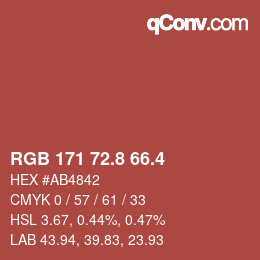 カラーコード: RGB 171 72.8 66.4 | qconv.com