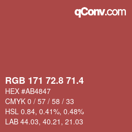 カラーコード: RGB 171 72.8 71.4 | qconv.com