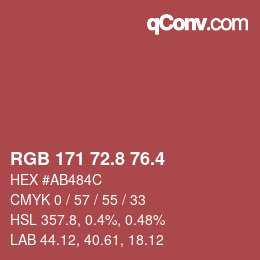 カラーコード: RGB 171 72.8 76.4 | qconv.com
