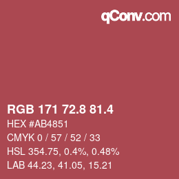 カラーコード: RGB 171 72.8 81.4 | qconv.com
