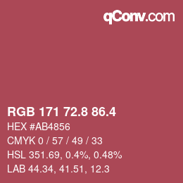 カラーコード: RGB 171 72.8 86.4 | qconv.com