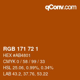 カラーコード: RGB 171 72 1 | qconv.com