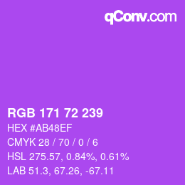Color code: RGB 171 72 239 | qconv.com