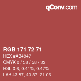 Color code: RGB 171 72 71 | qconv.com
