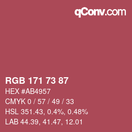 Color code: RGB 171 73 87 | qconv.com