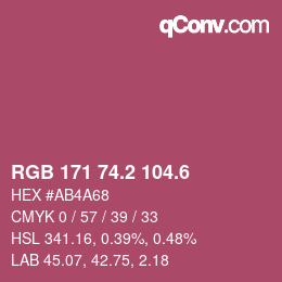 カラーコード: RGB 171 74.2 104.6 | qconv.com