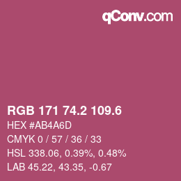 カラーコード: RGB 171 74.2 109.6 | qconv.com