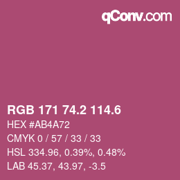 カラーコード: RGB 171 74.2 114.6 | qconv.com