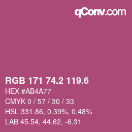 カラーコード: RGB 171 74.2 119.6 | qconv.com