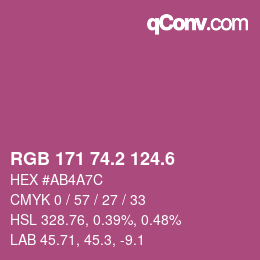 カラーコード: RGB 171 74.2 124.6 | qconv.com