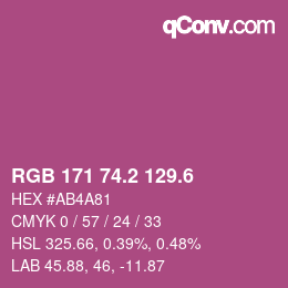 カラーコード: RGB 171 74.2 129.6 | qconv.com