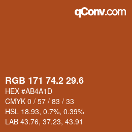 カラーコード: RGB 171 74.2 29.6 | qconv.com
