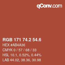 カラーコード: RGB 171 74.2 54.6 | qconv.com